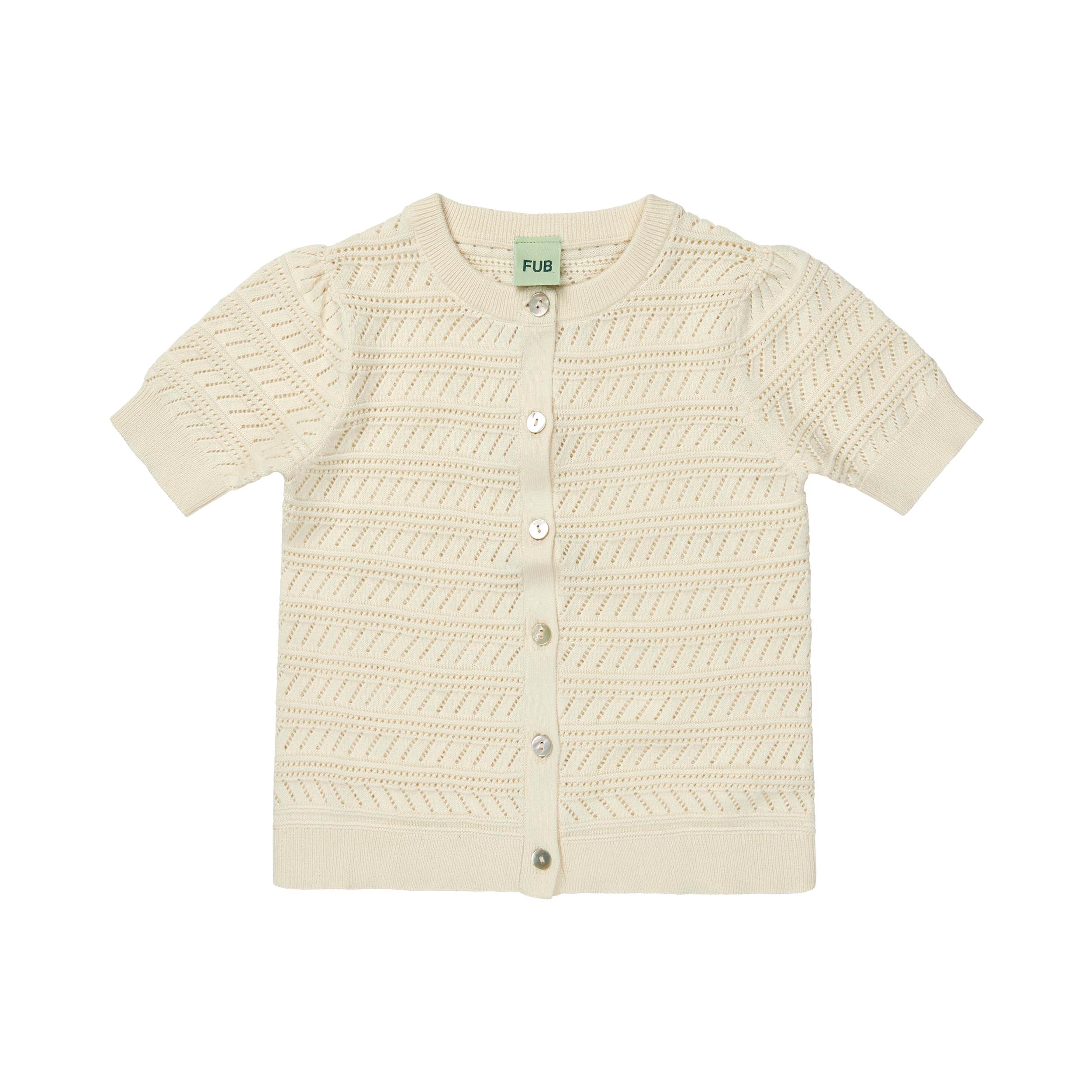 Girls White Cotton Knit Cardigan