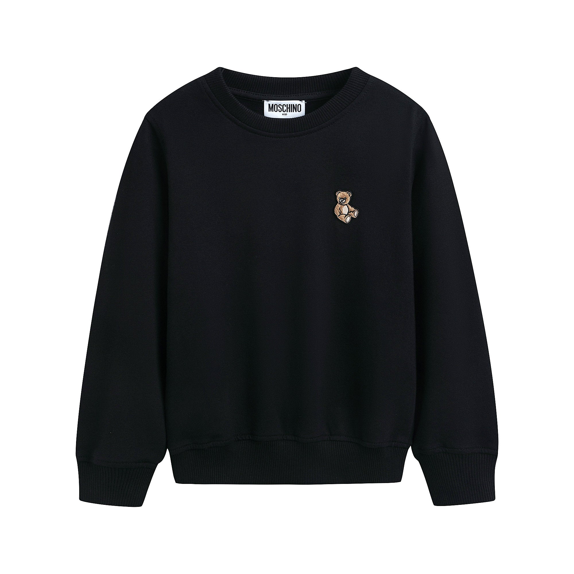 Boys & Girls Black Bear Patch Cotton Sweatshirt