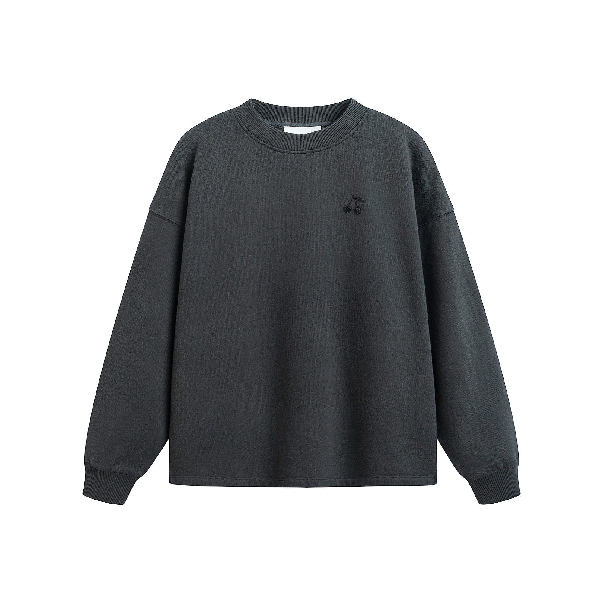 Women Dark Gray Embroidered Logo Cotton Sweatshirt