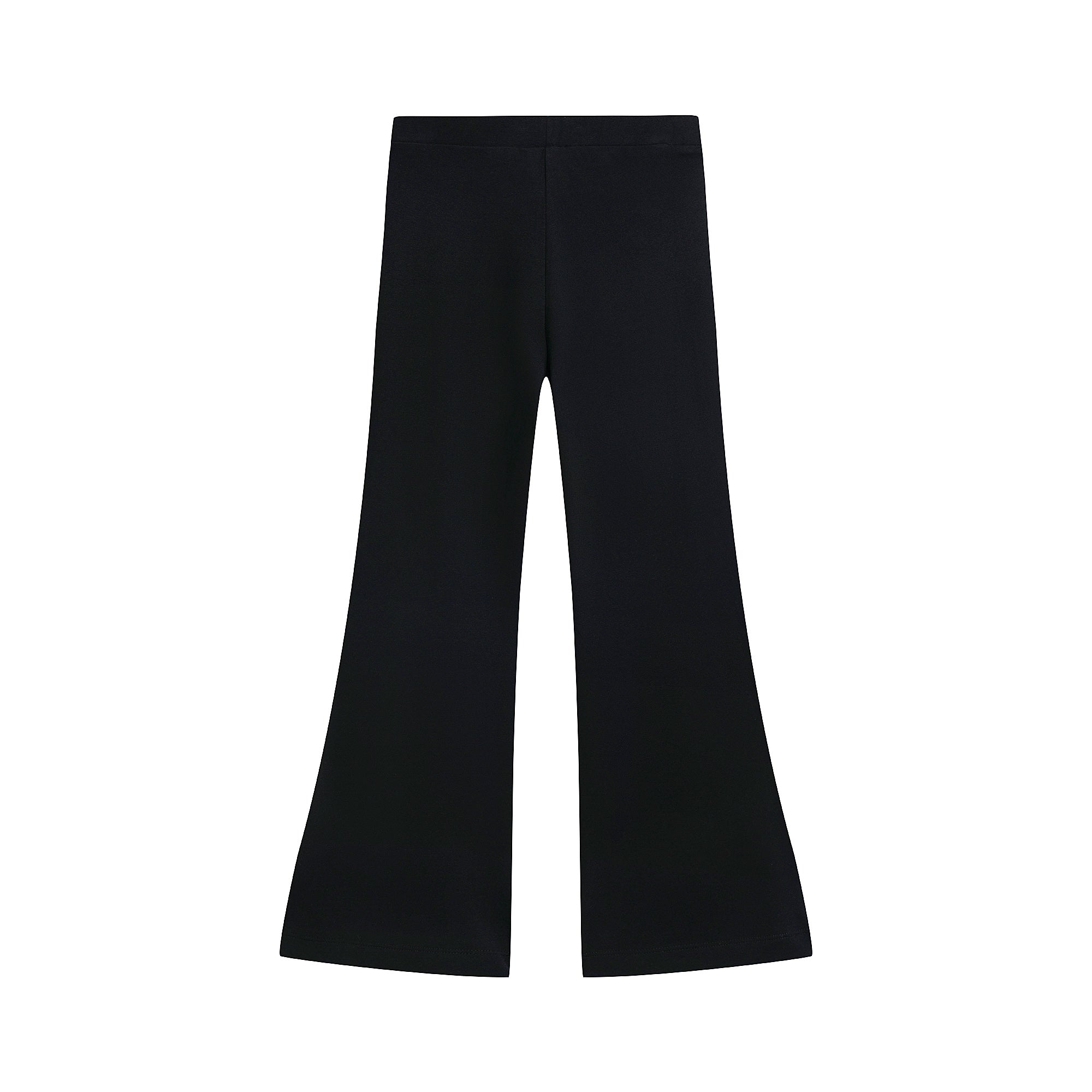 Girls Black Logo Cotton Flares Trousers