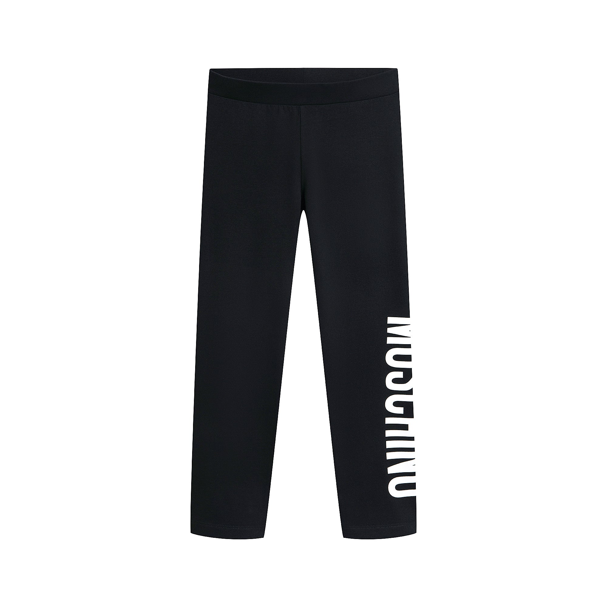 Girls Black Logo Cotton Leggings