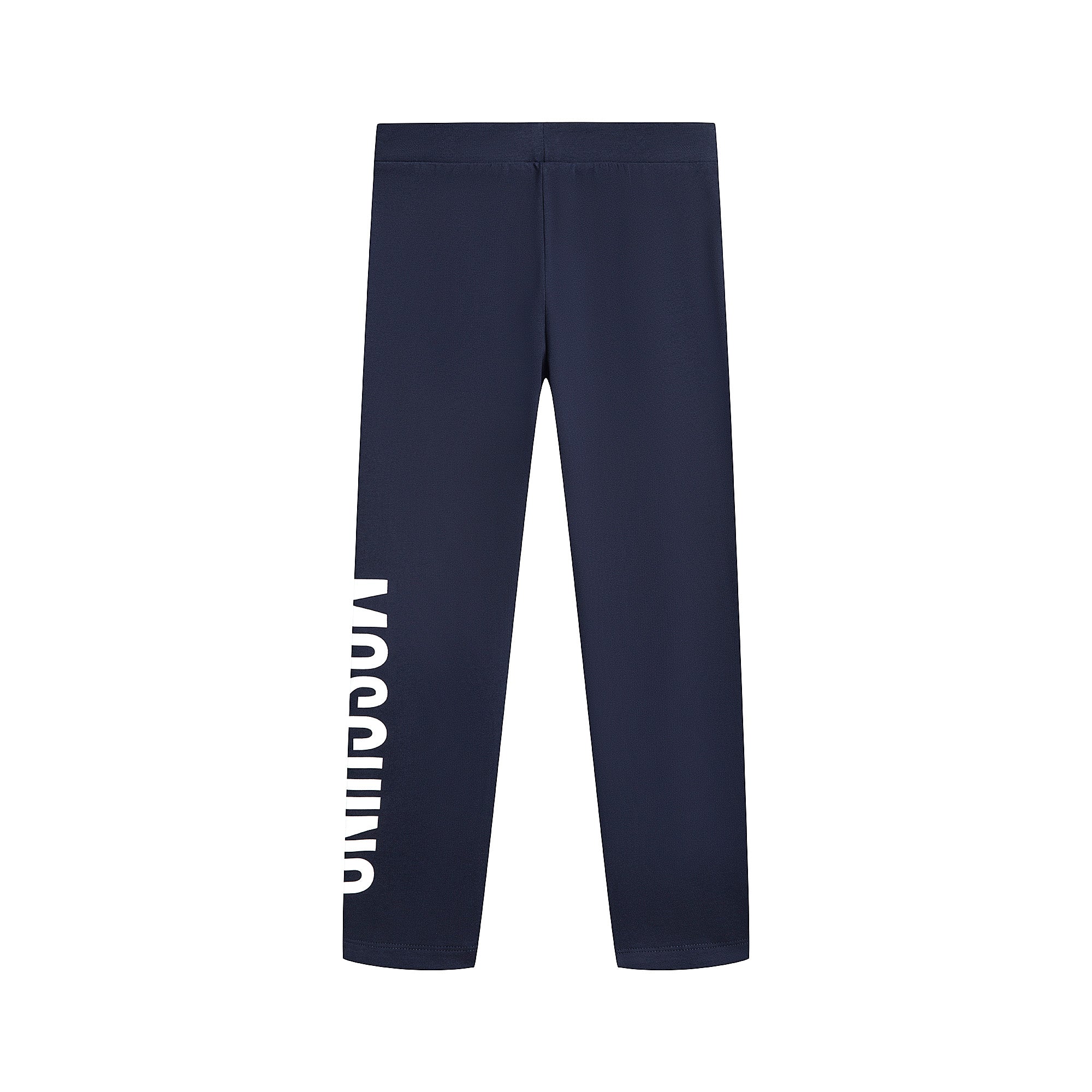Girls Navy Logo Cotton Leggings