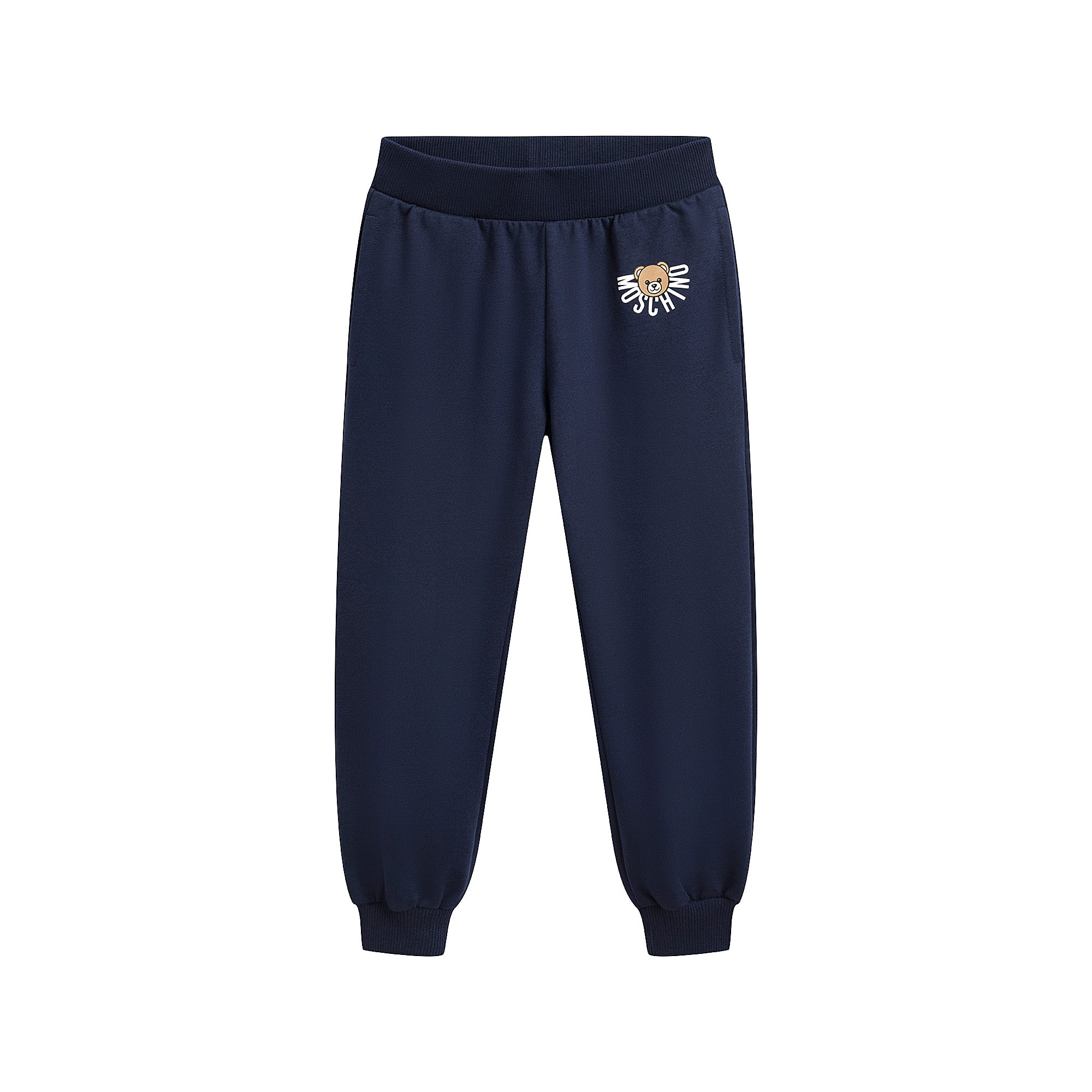 Boys & Girls Navy Bear Printed Cotton Trousers