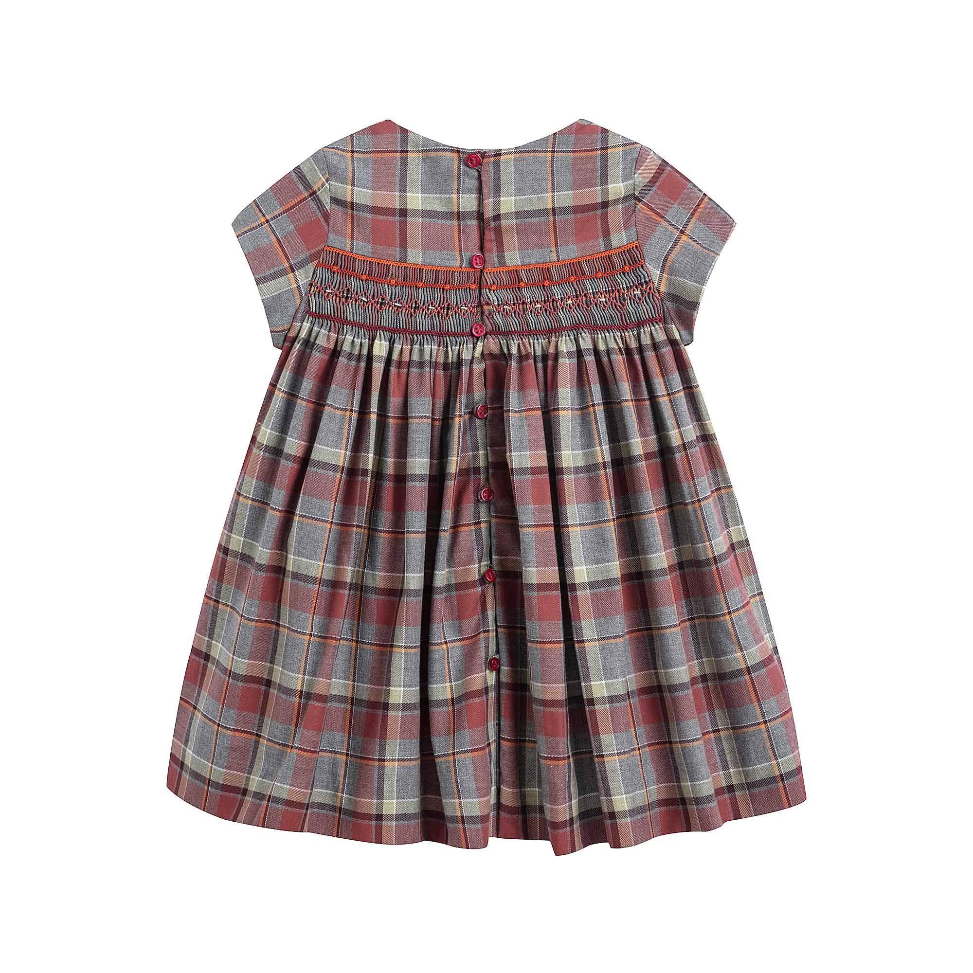 Baby Girls Wine Red Check Cotton Dress