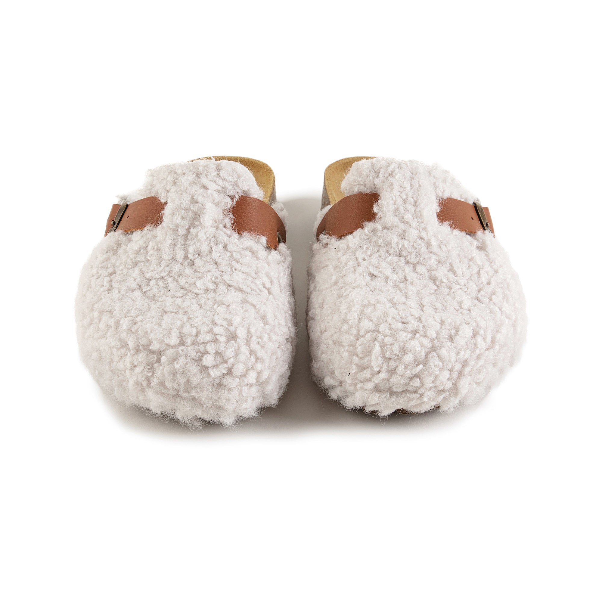Girls White Plush Slippers