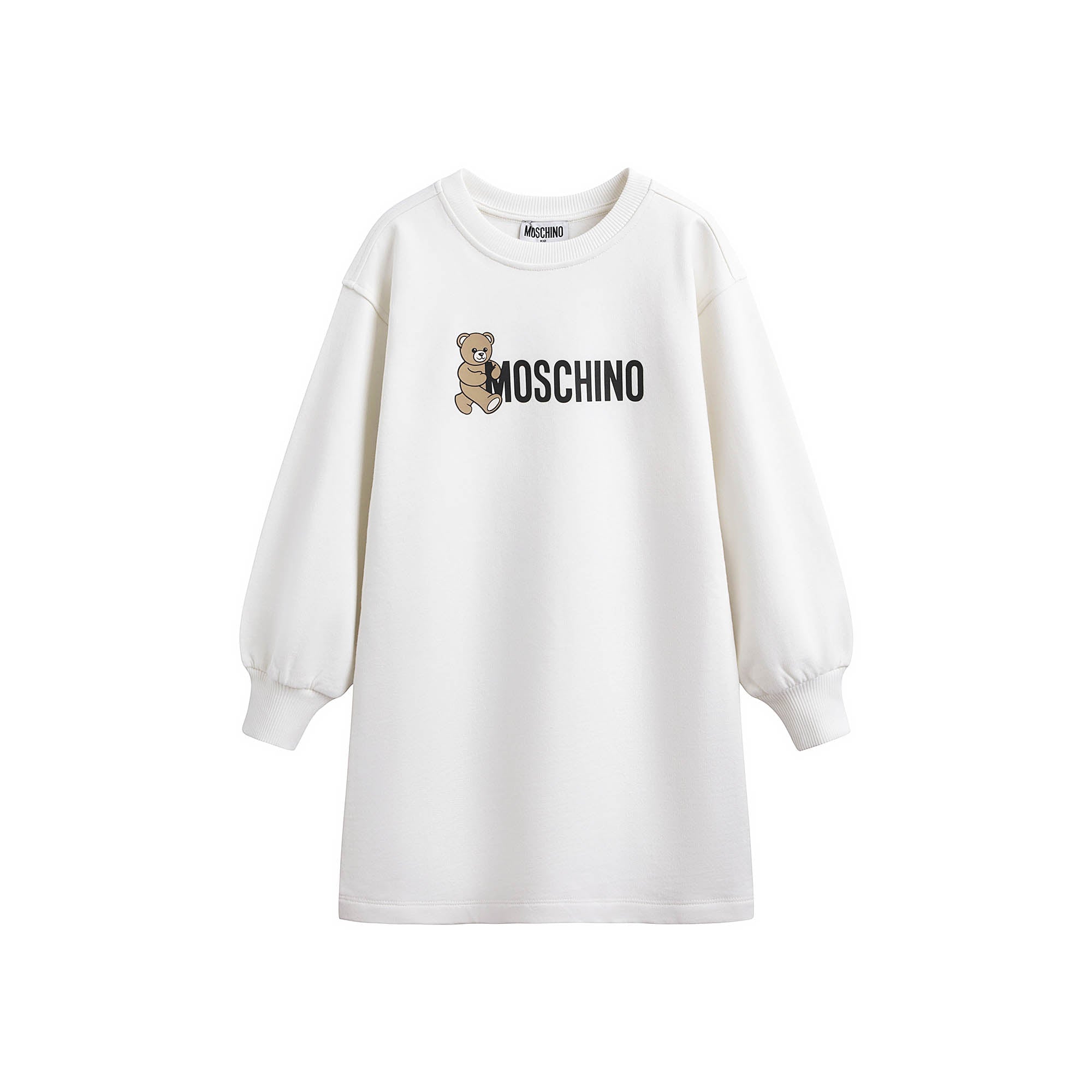 Girls White Printed Cotton Dress