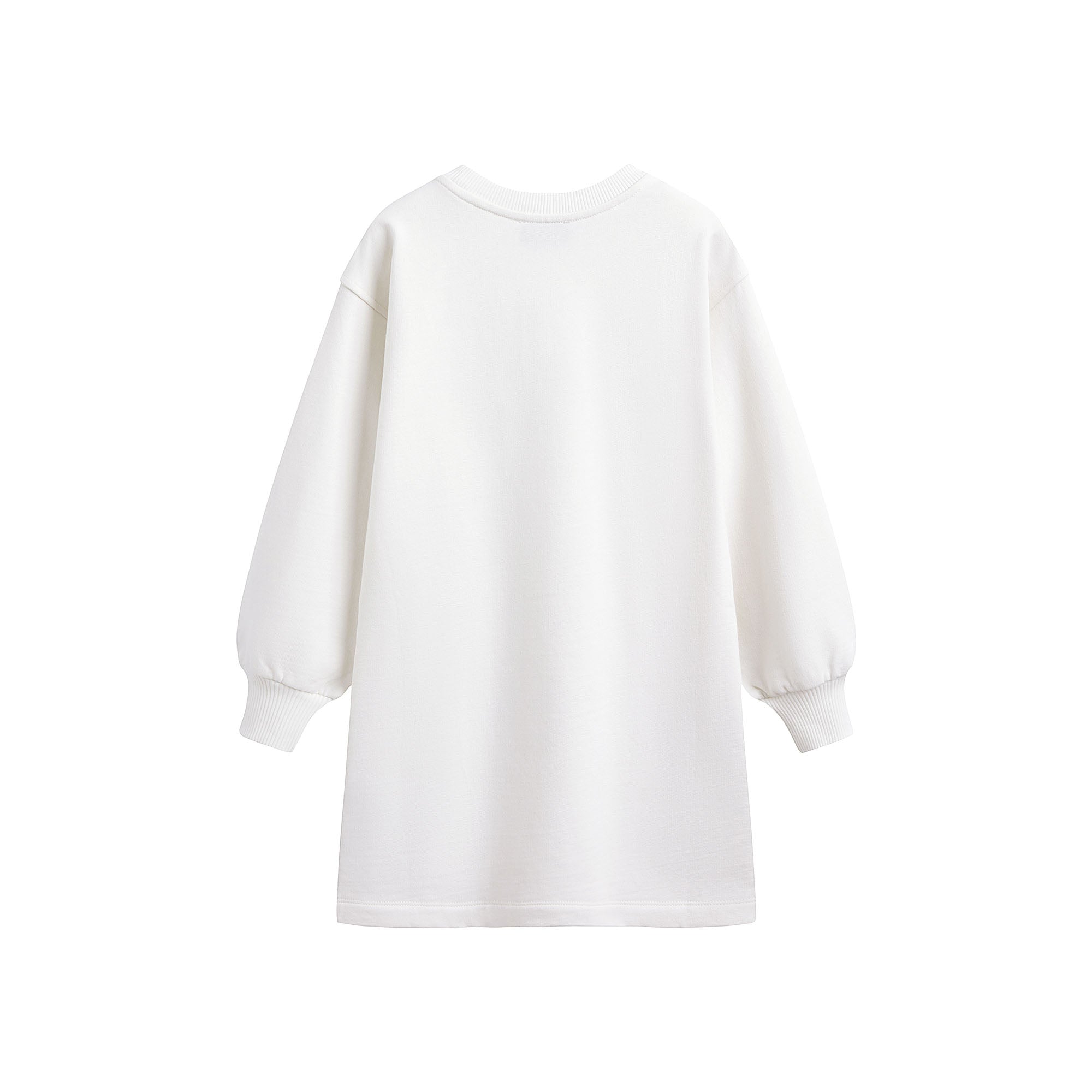 Girls White Printed Cotton Dress