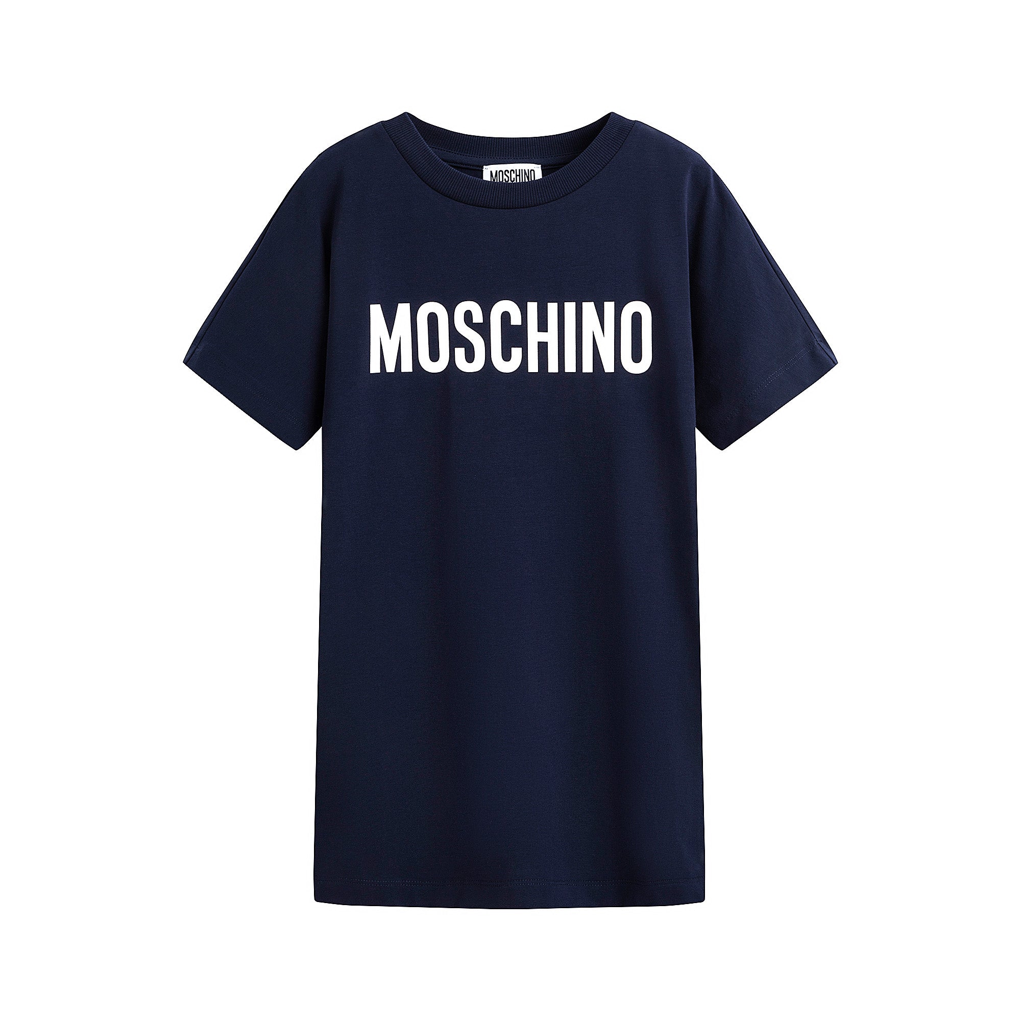 Girls Navy Logo Cotton Dress