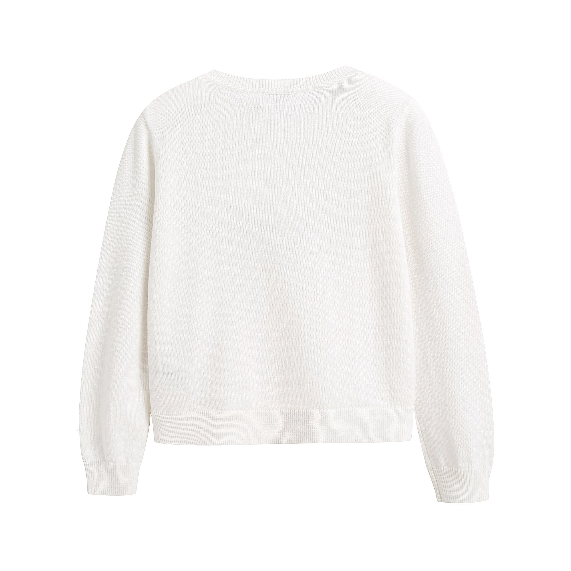 Girls White Embroidered Cotton Cardigan
