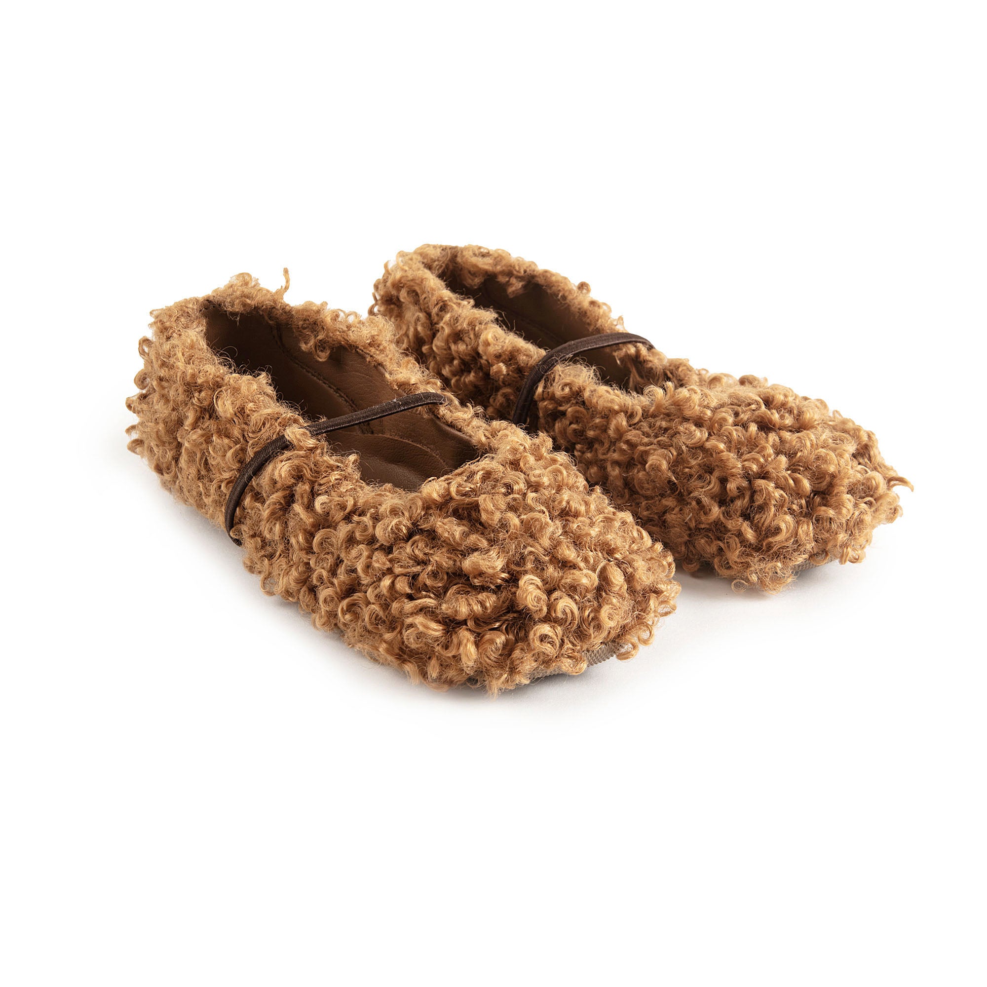 Girls Brown Plush Shoes