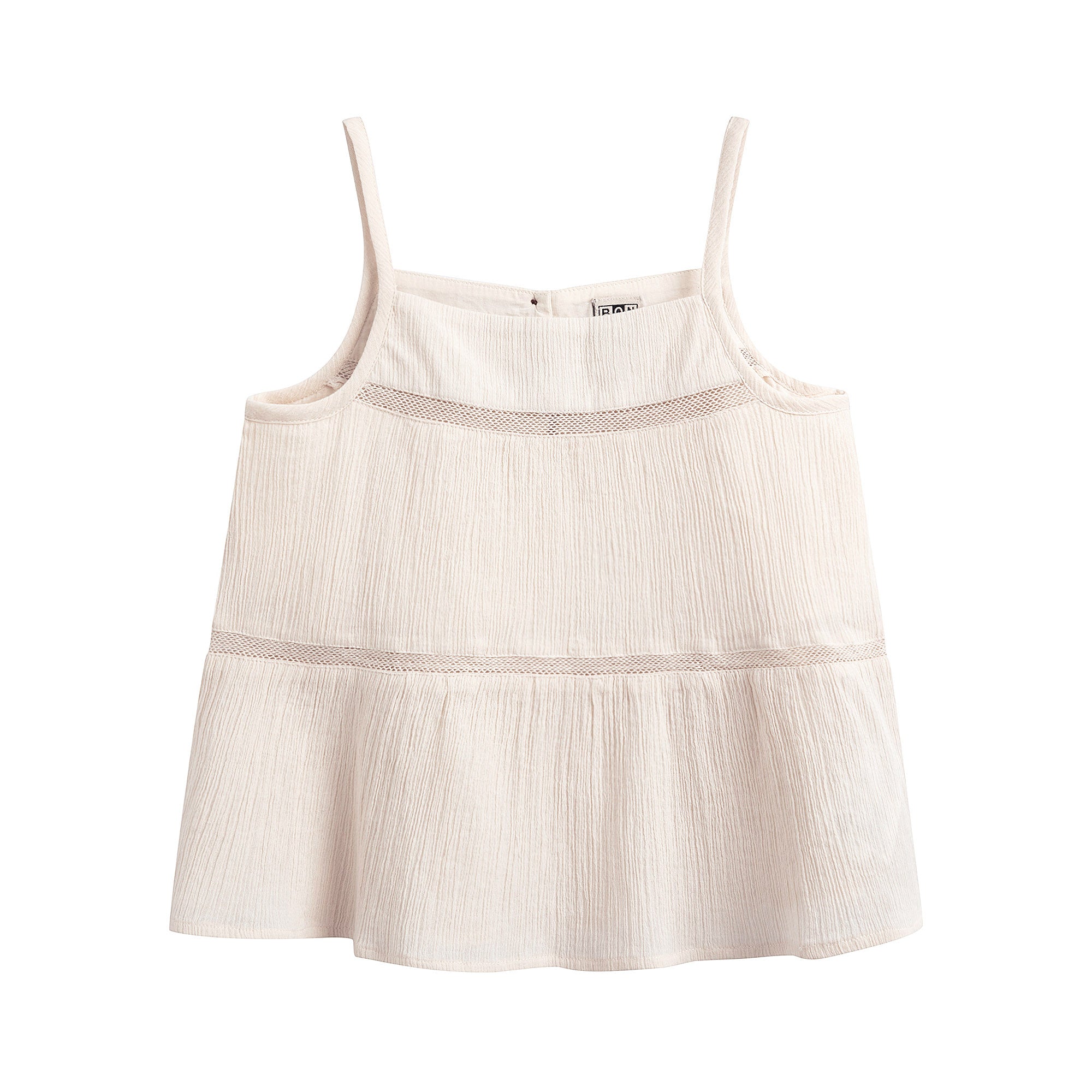 Girls White Cotton Strap Top