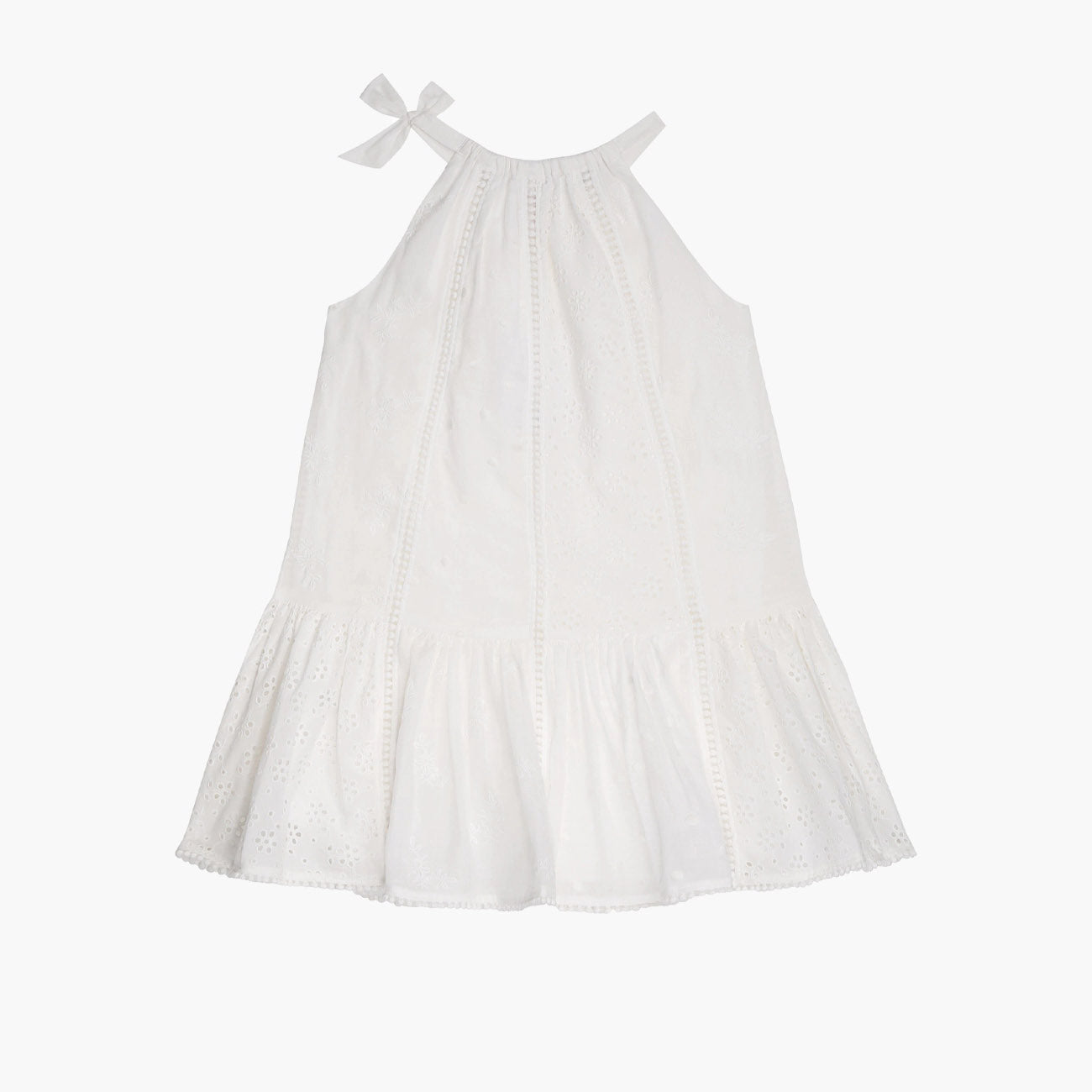 Girls White Embroidered Cotton Dress