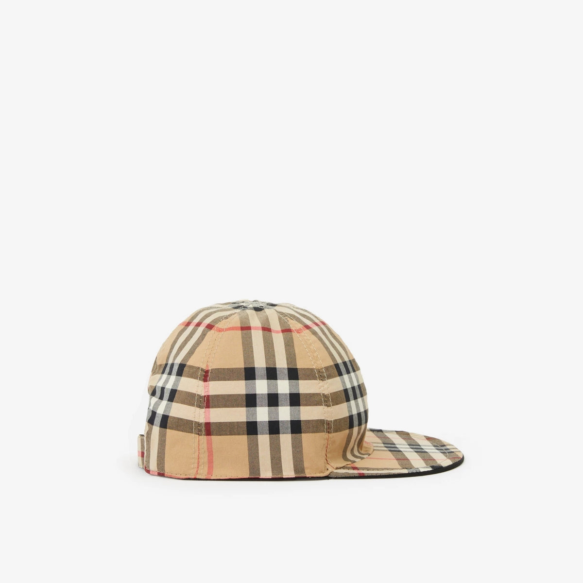 Casquette réversible à carreaux beige pour garçons et filles