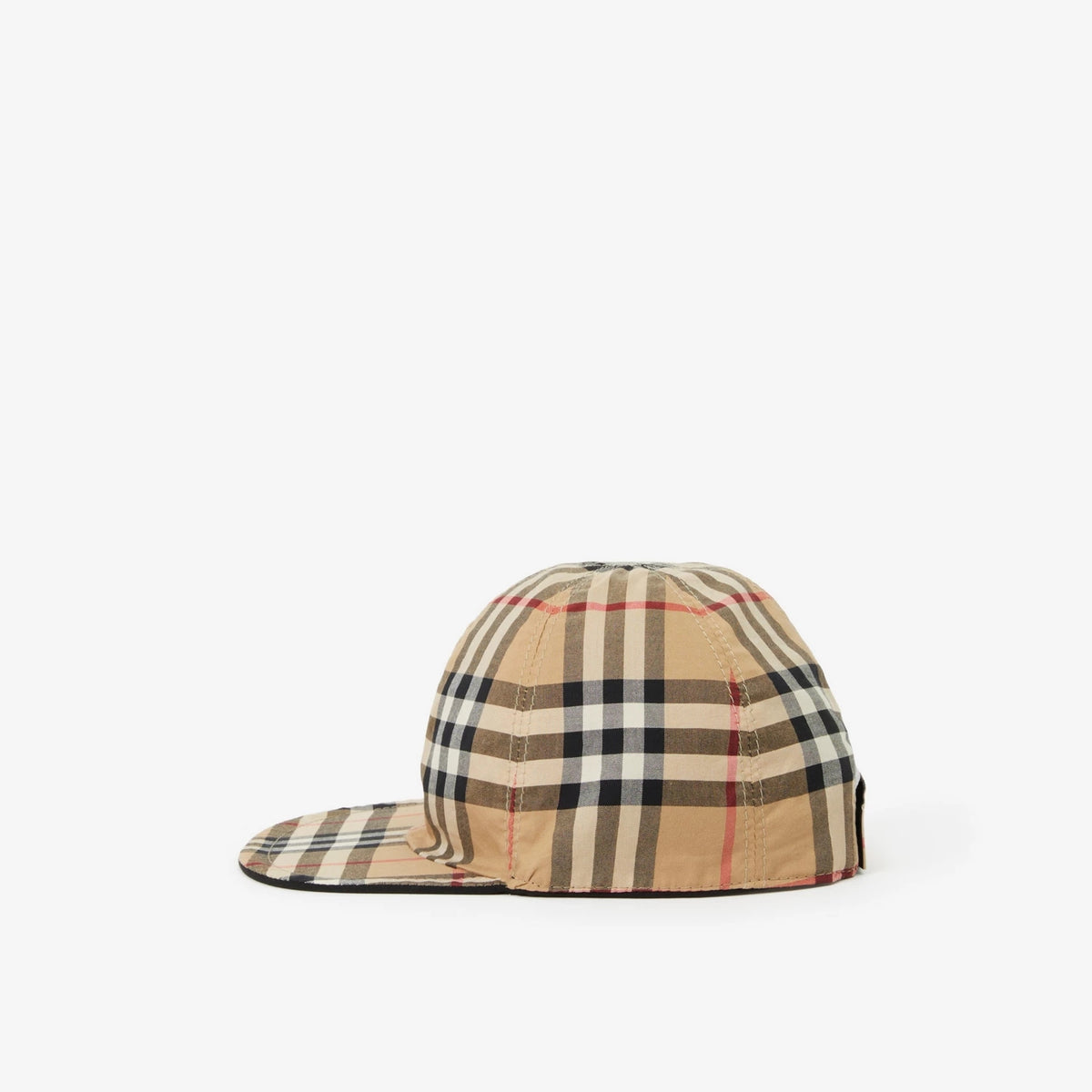 Casquette réversible à carreaux beige pour garçons et filles