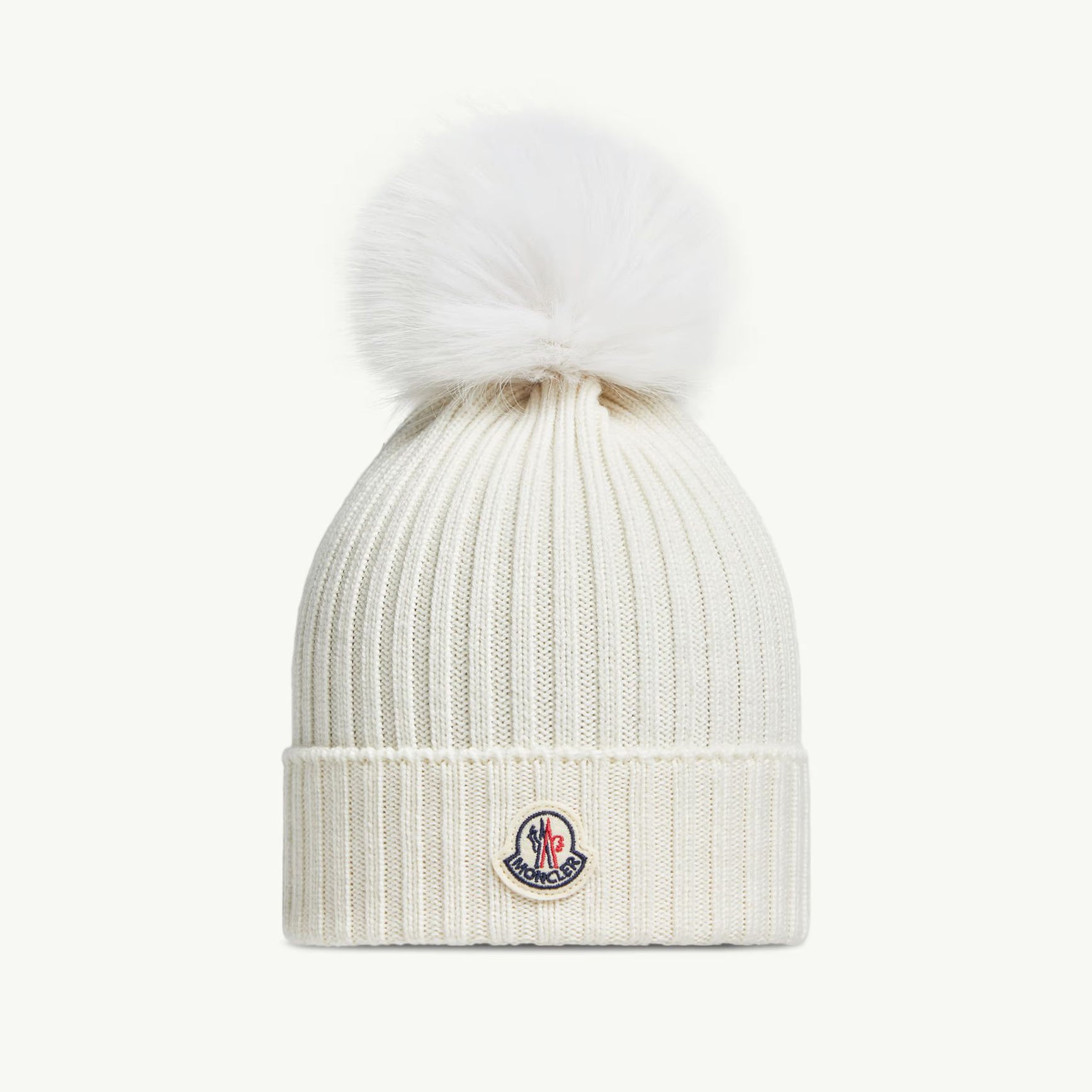 Girls White Wool Pom-Pom Hat