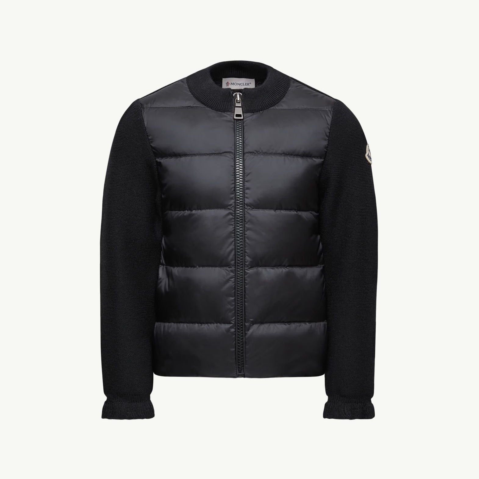 Girls Black Padded Down Zip-Up Top