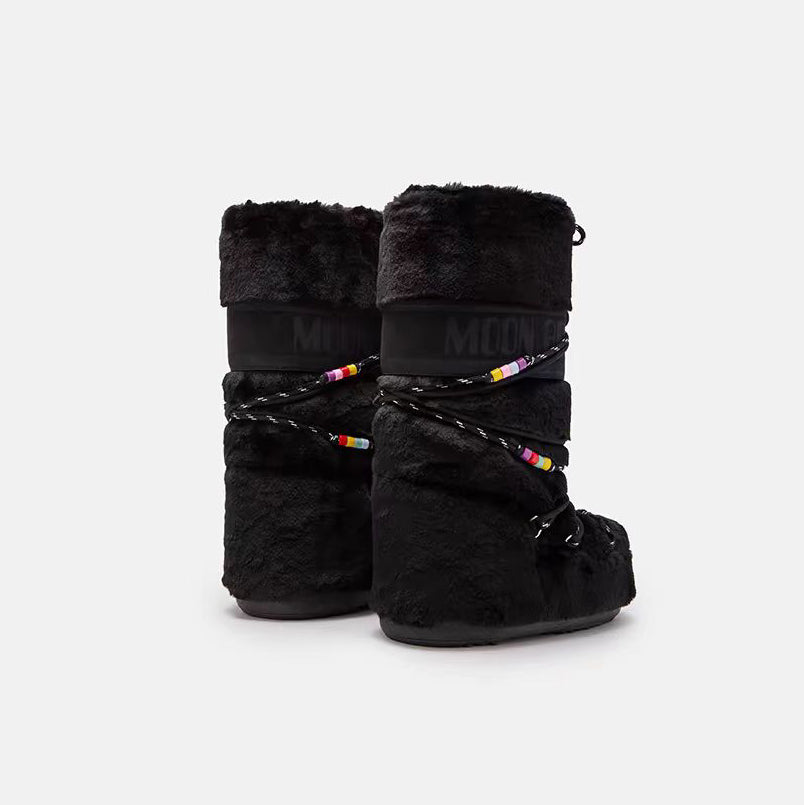 Women Black "ICON FAUX FUR" Boots
