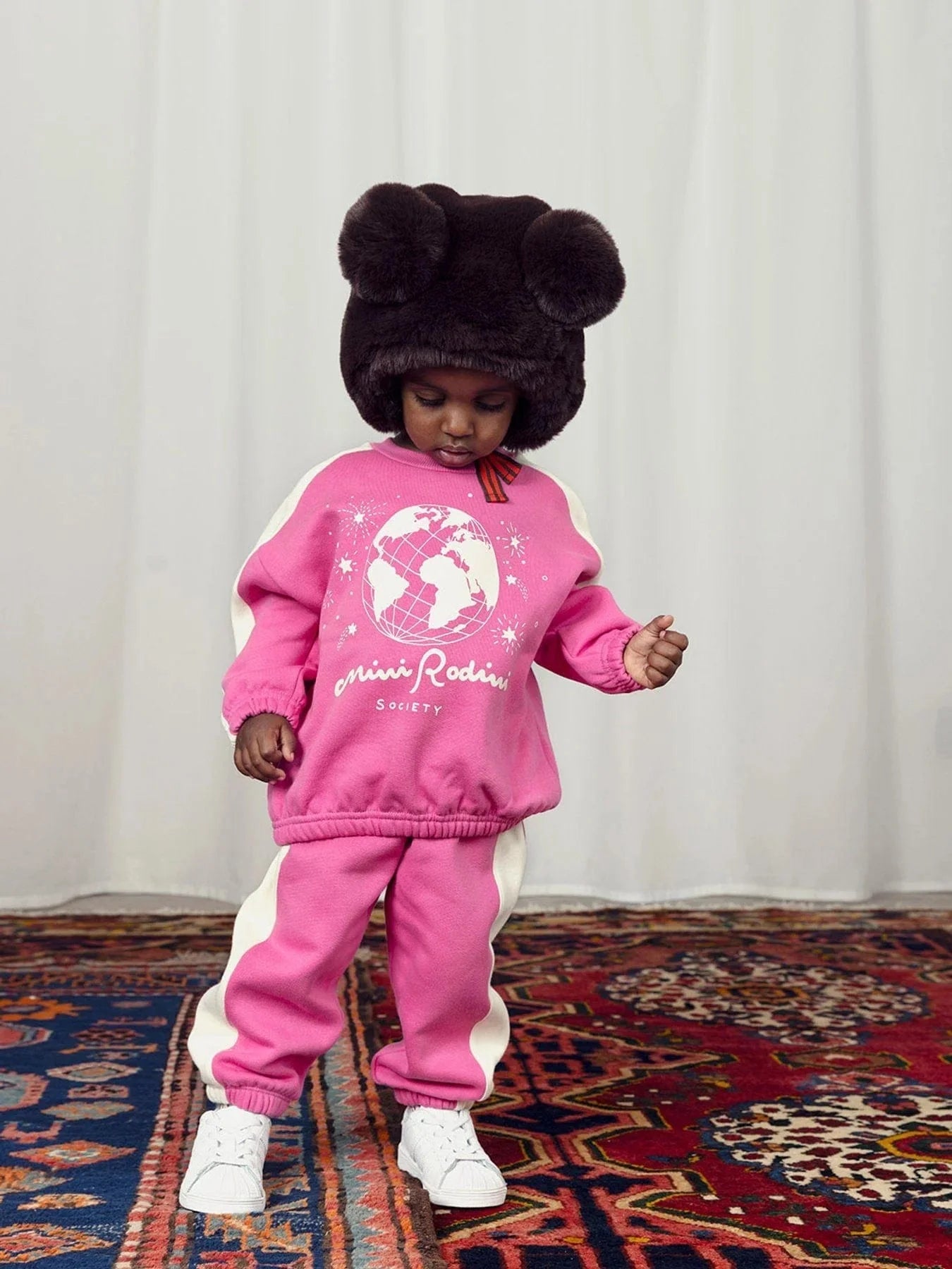 Mini Rodini Girls Society Panel Joggers in Pink