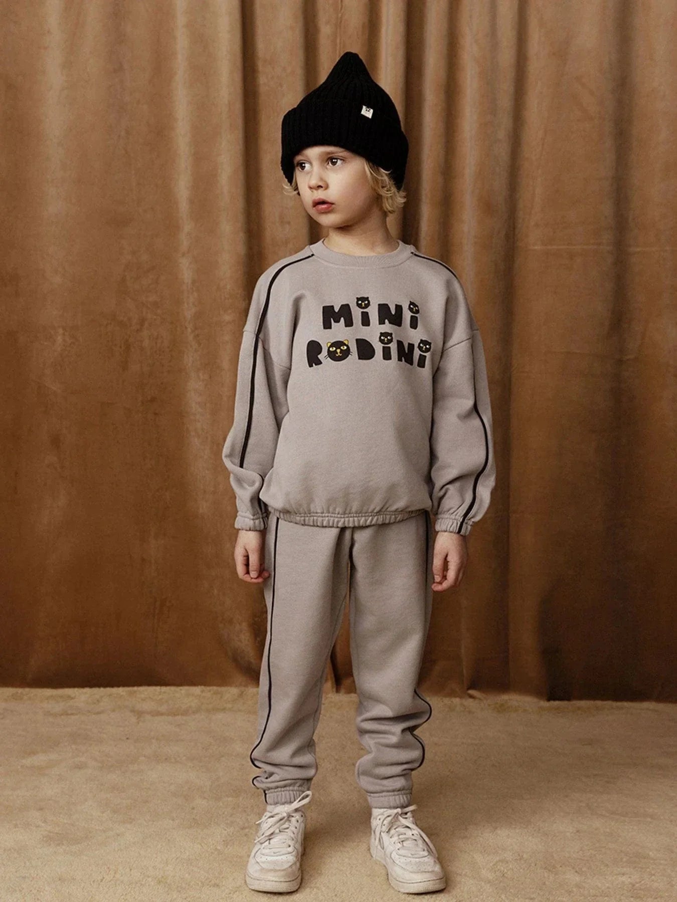 Boys Plain Piping Joggers in Grey