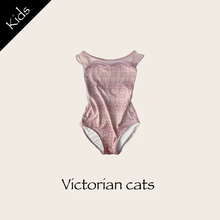 Girls Blue"Victorian cats Blue custard/Plie/Milky beige"Ballet Onesies