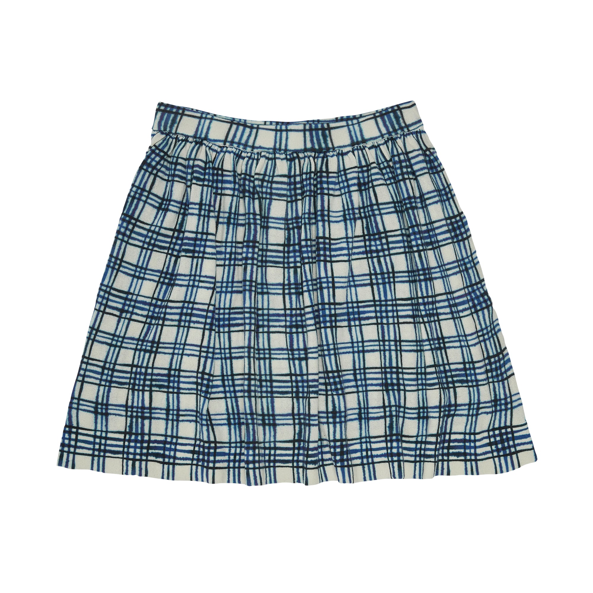 Girls Blue Check Cotton Skirt
