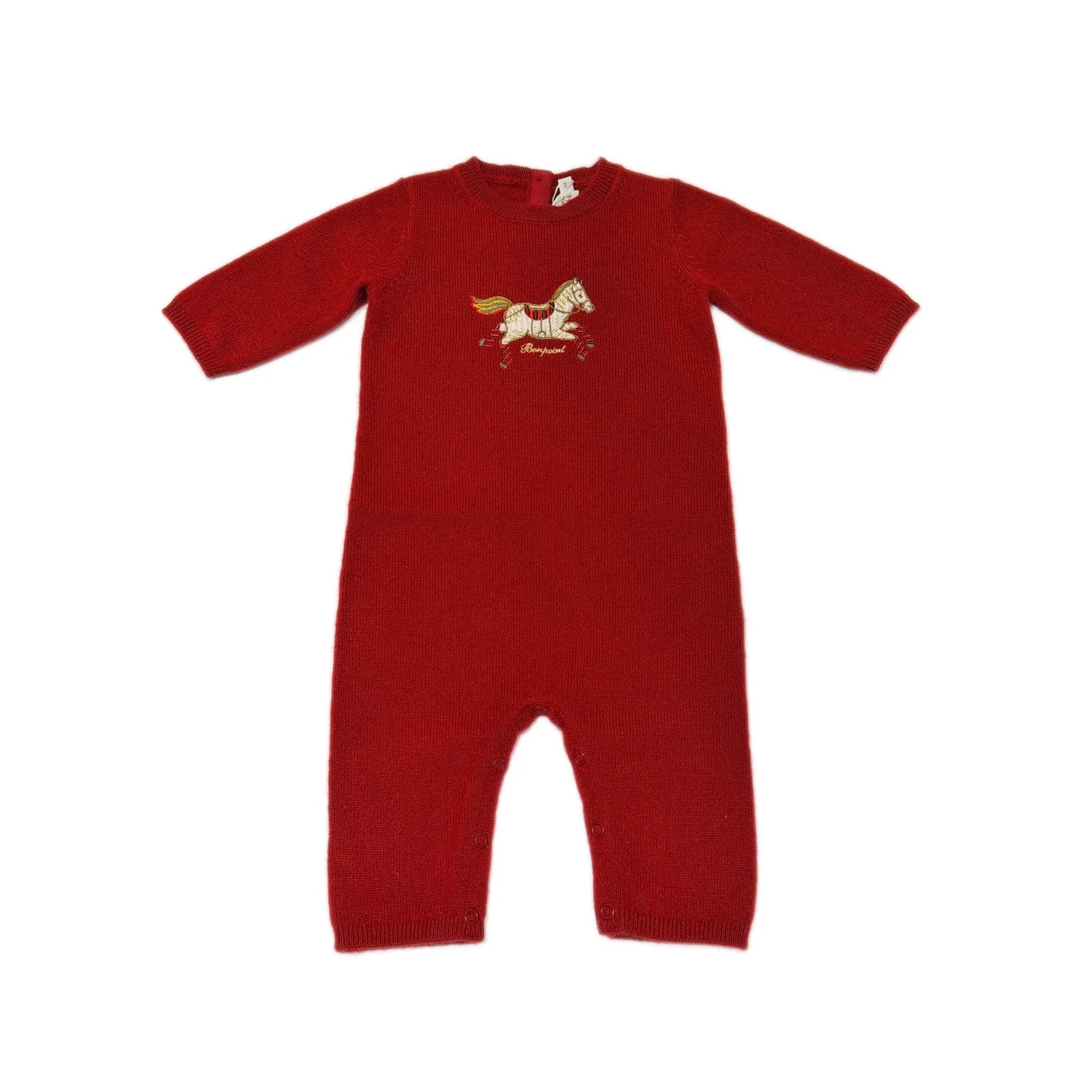 Baby Boys & Girls Red Horse Embroidered Cashmere Babysuit
