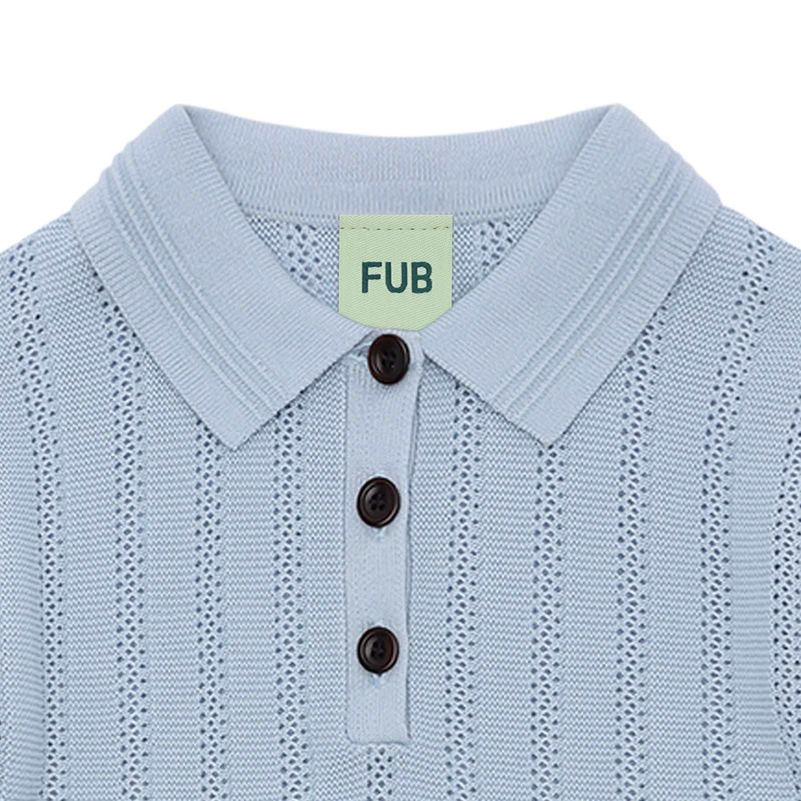 Boys & Girls Light Blue Pointelle Cotton Polo Shirt