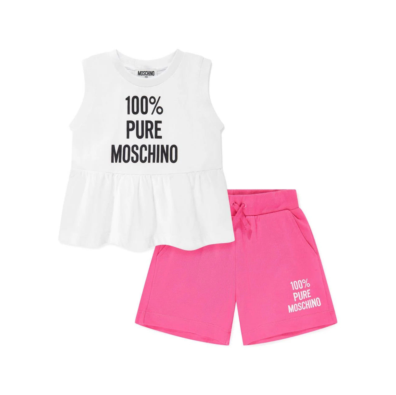 Girls White Logo Cotton Set