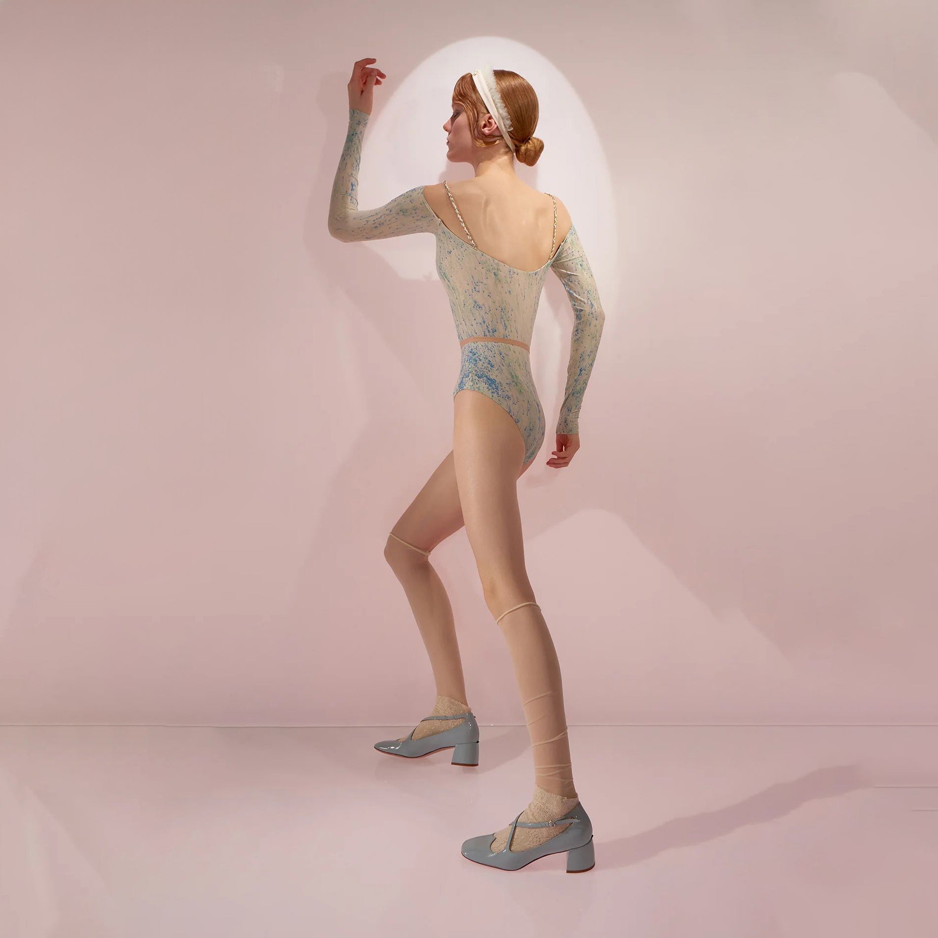 Women Blue&Green'SPRINKLE MERINGUE'Long Sleeves Ballet Onesies(242LE21VL/blue/mint)