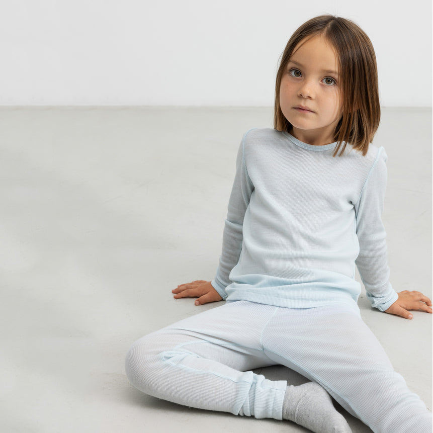 Boys & Girls Light Blue Wool Leggings