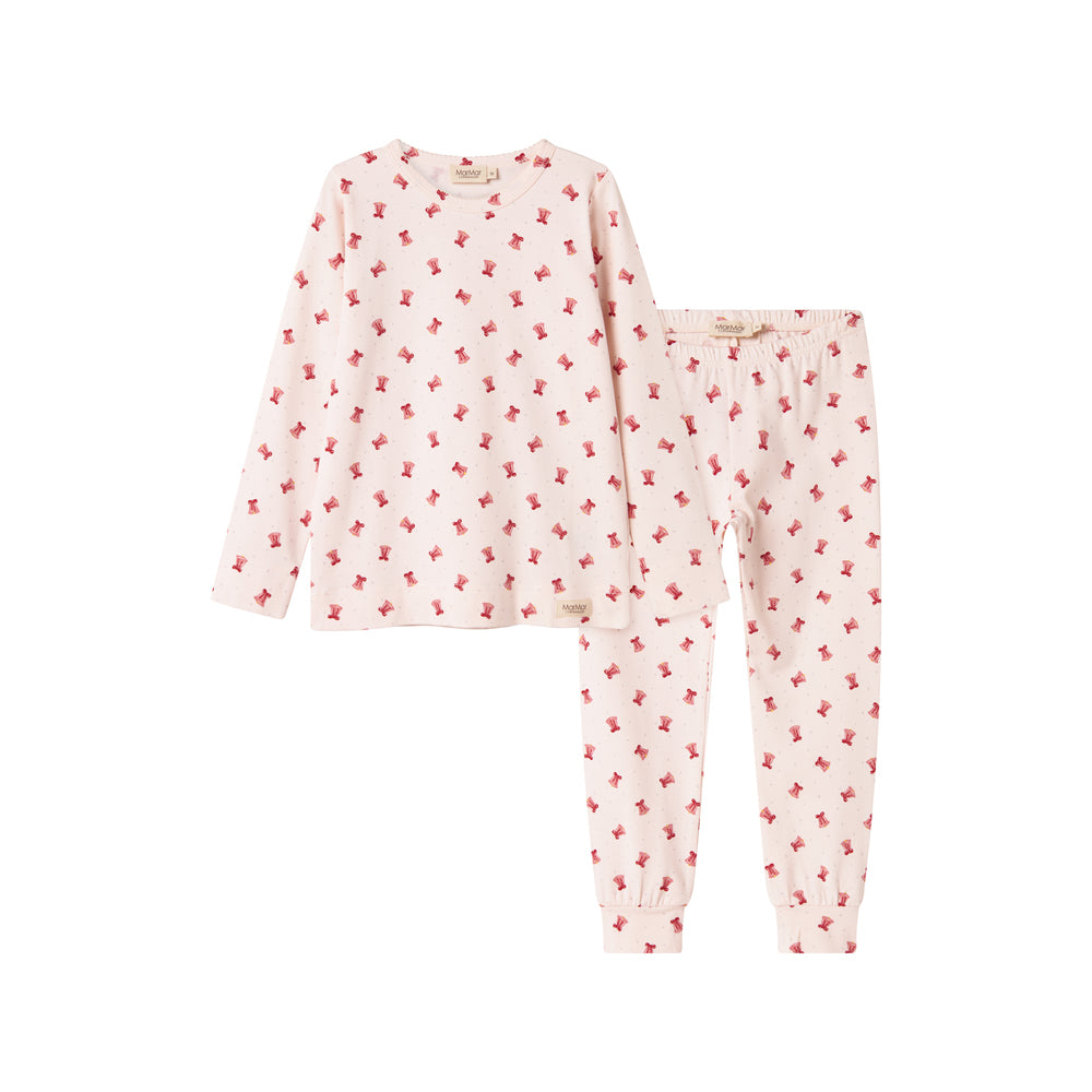 Girls Light Pink Printed Cotton Nightwear Set