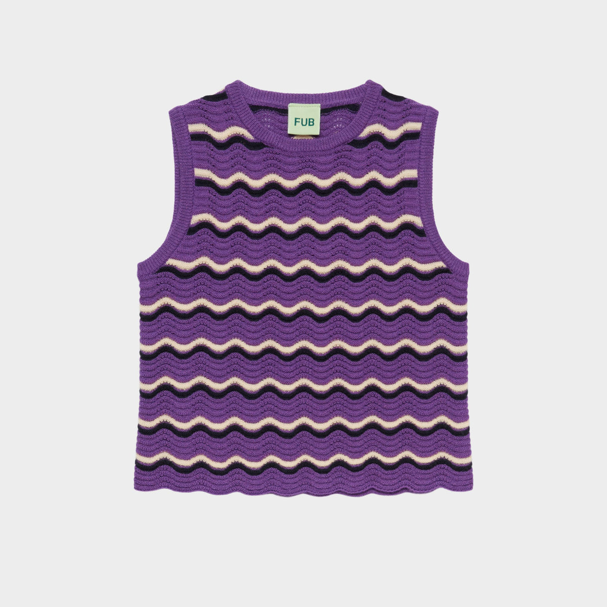Girls Purple Wave Pointelle Wool Vest