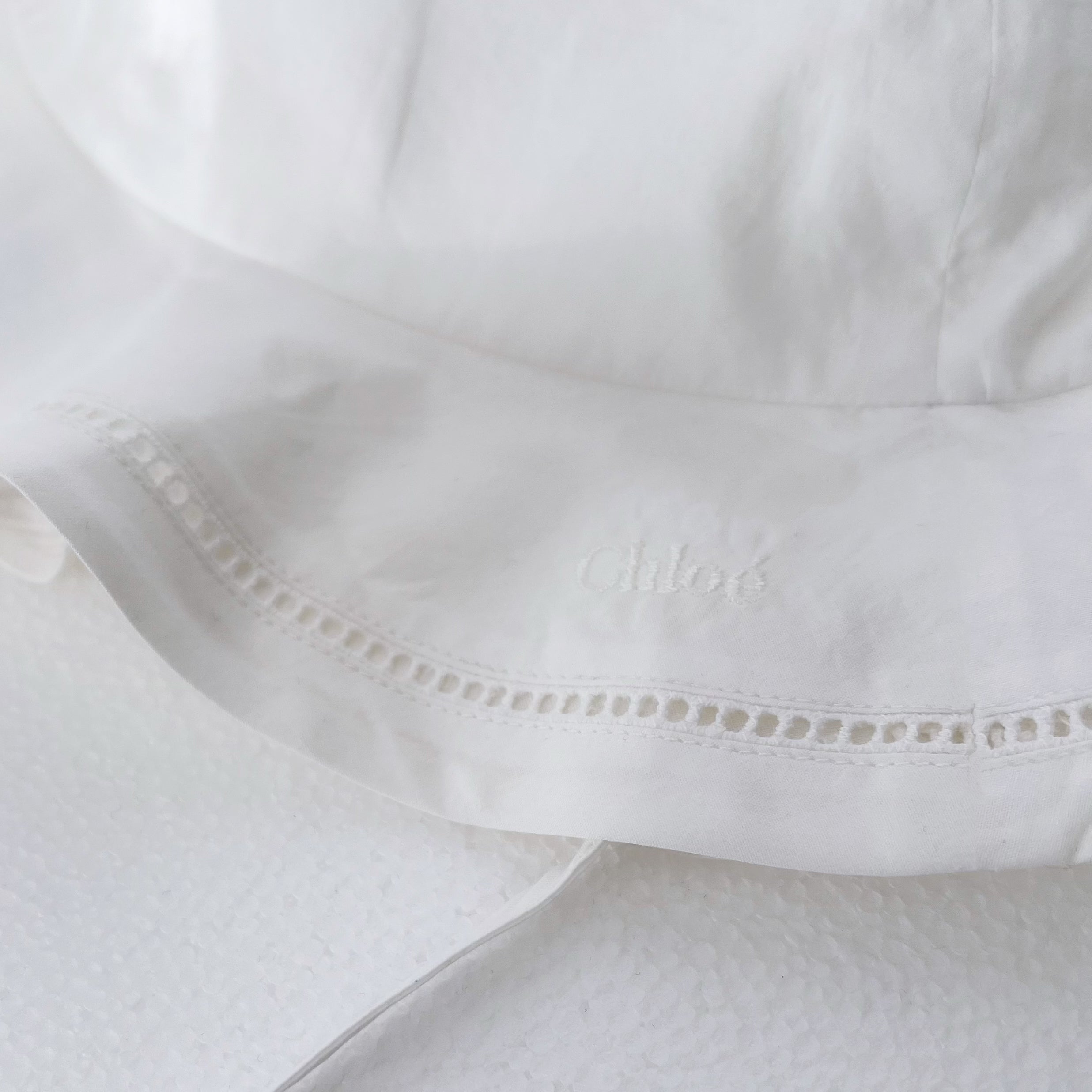 Girls White Cotton Bucket Hat