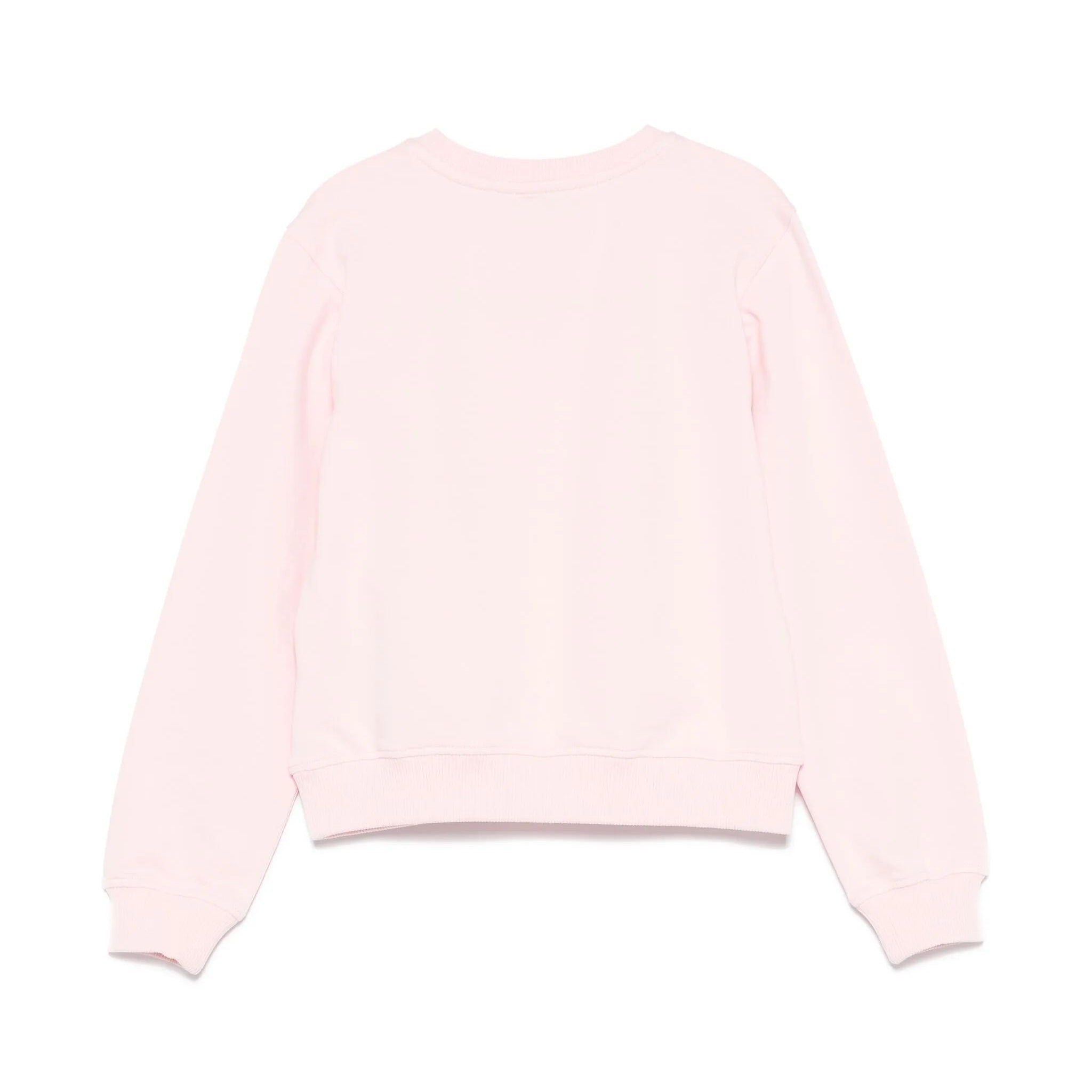 Girls Light Pink Teddy Bear Printed Cotton Sweatshirt