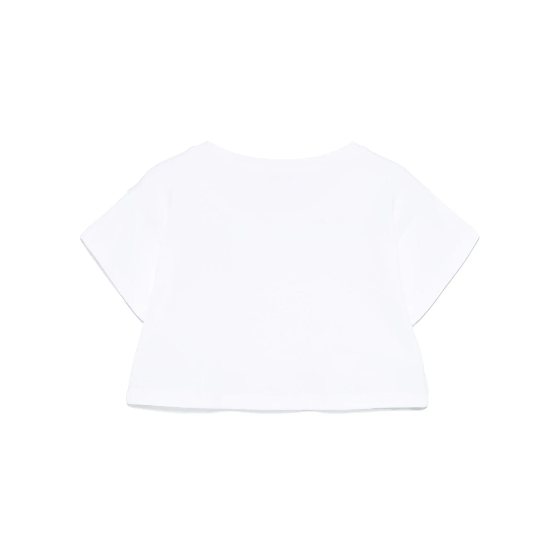 Girls White Printed Logo Cotton T-Shirt