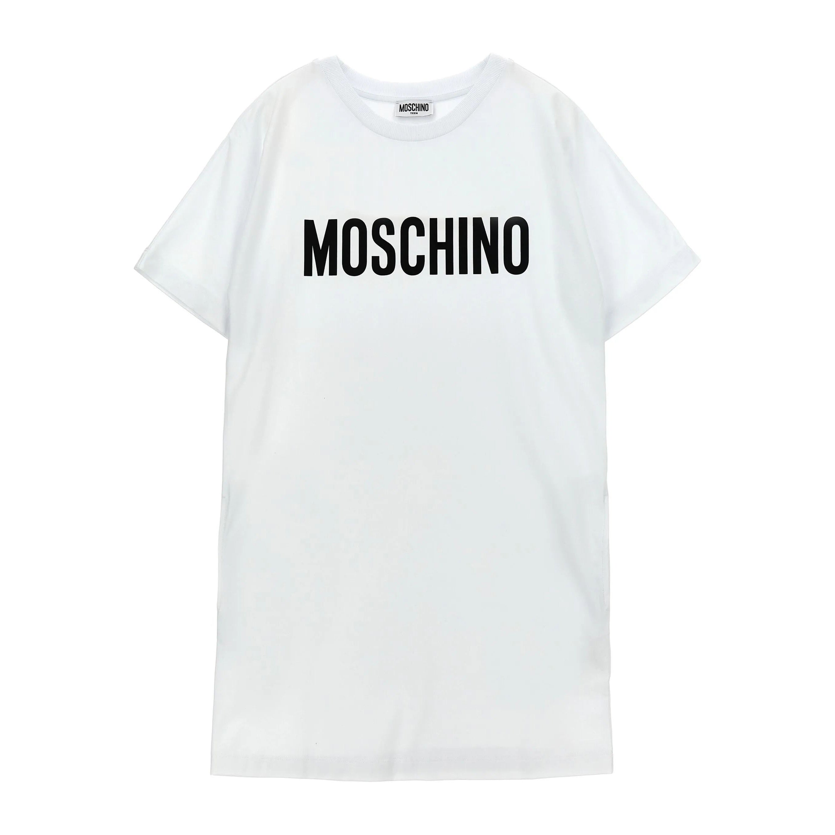 Girls White Logo Cotton Dress