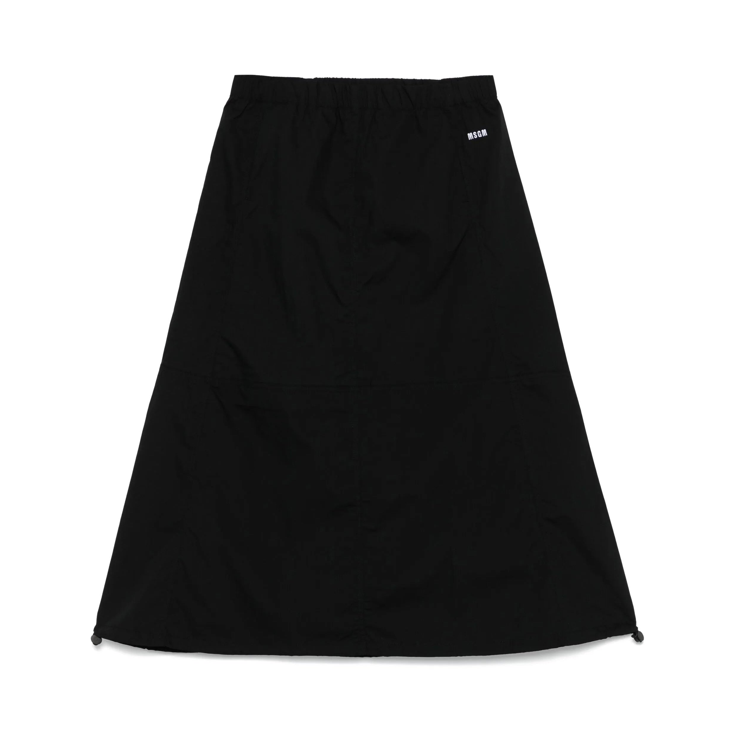 Girls Black Embroidered Logo Cotton Skirt