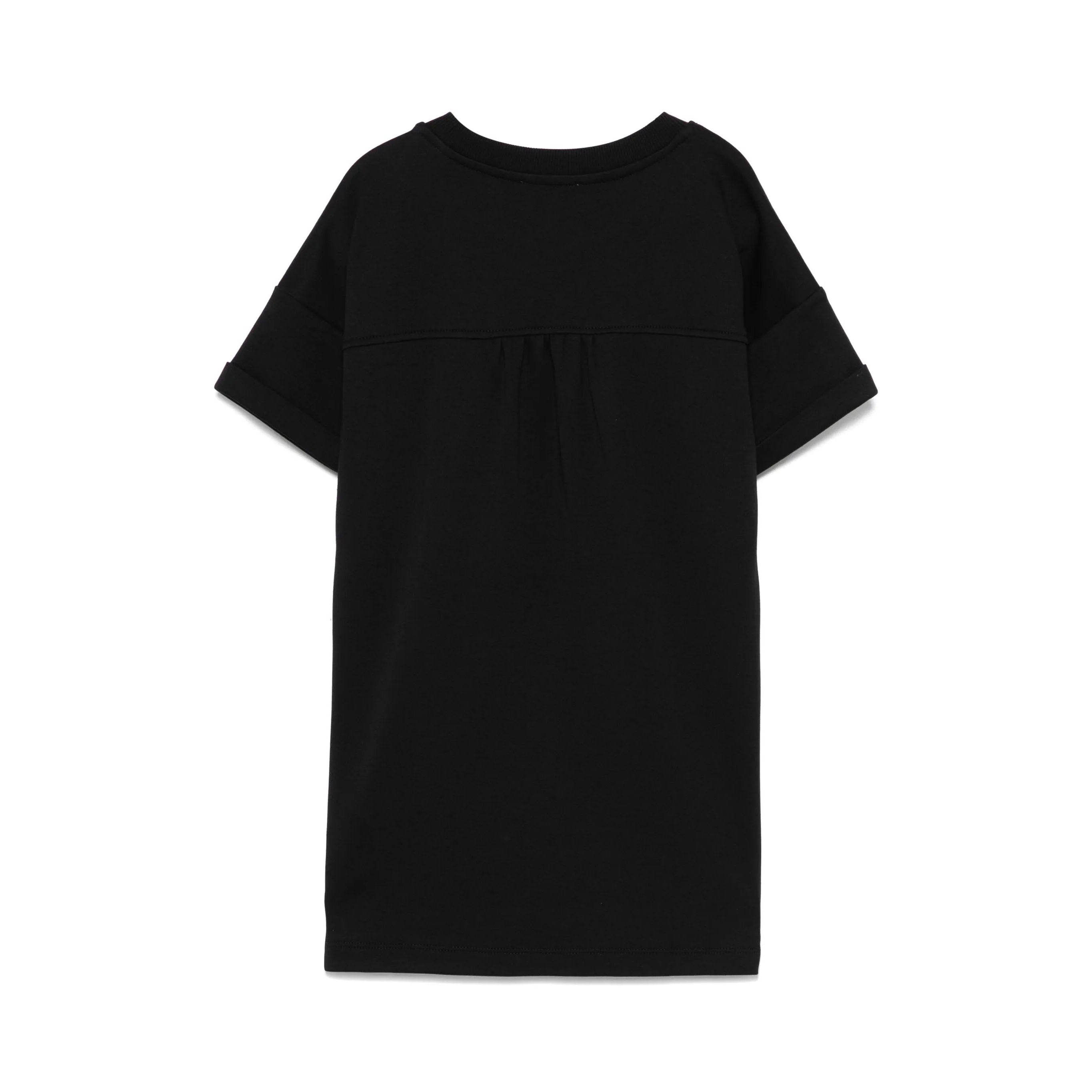 Girls Black Teddy Bear Printed Cotton Dress