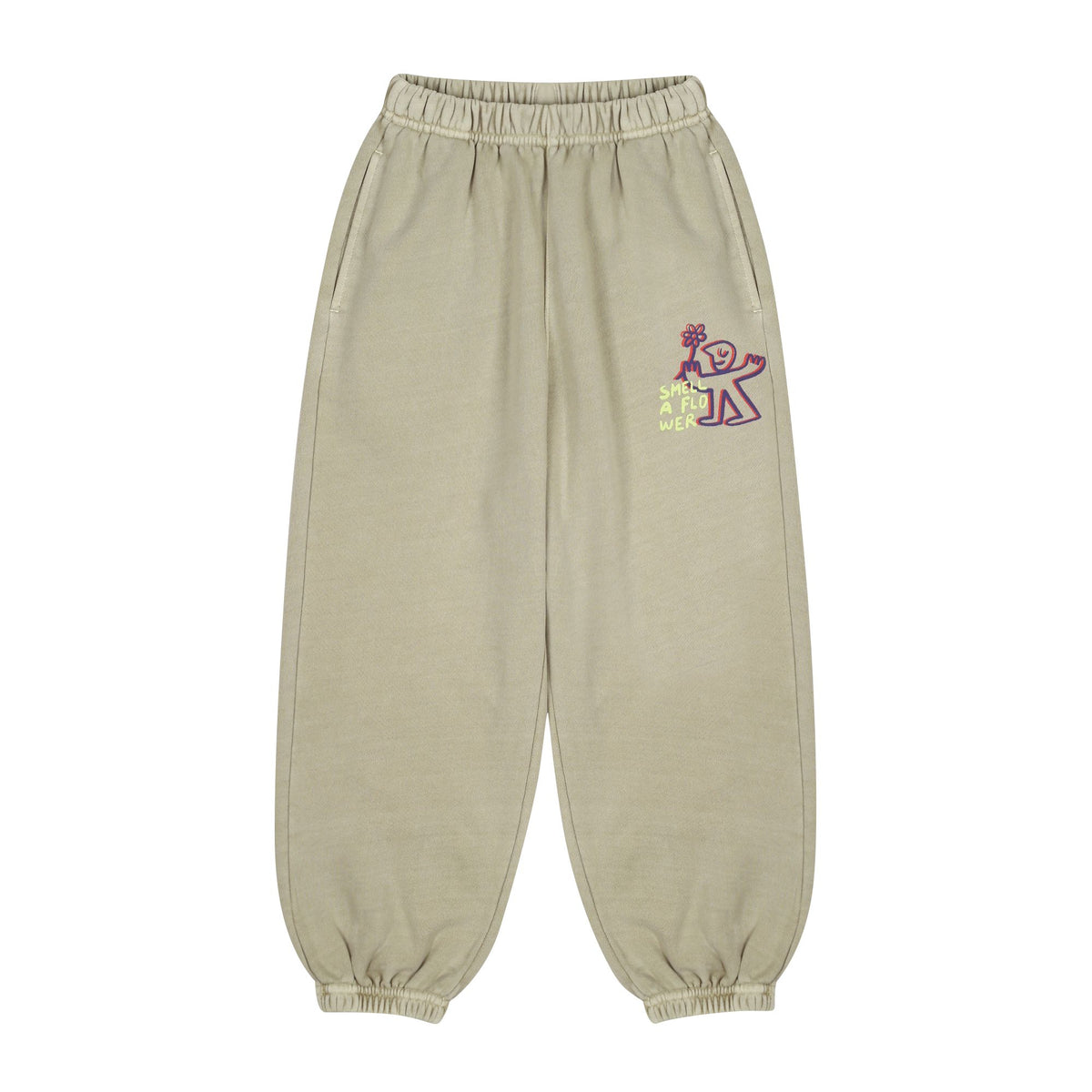 Boys & Girls Light Khaki Printed Cotton Trousers