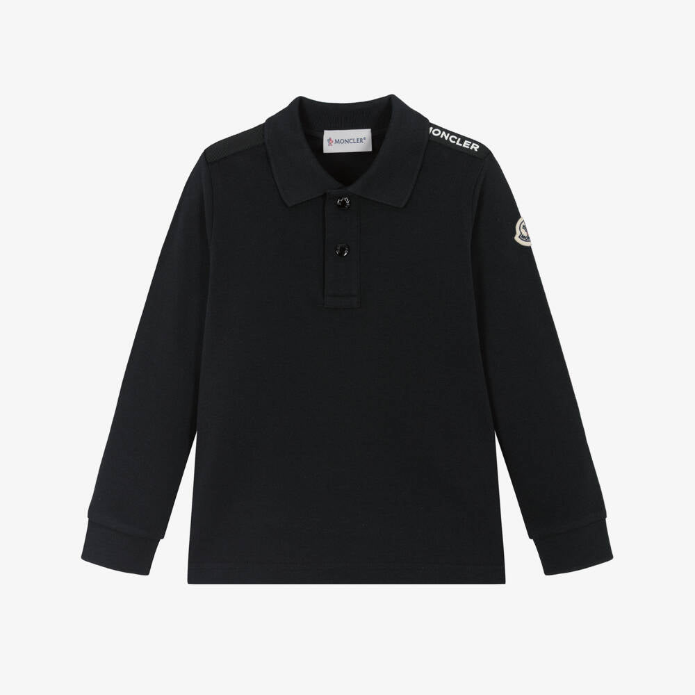 Boys Black Cotton Polo Shirt