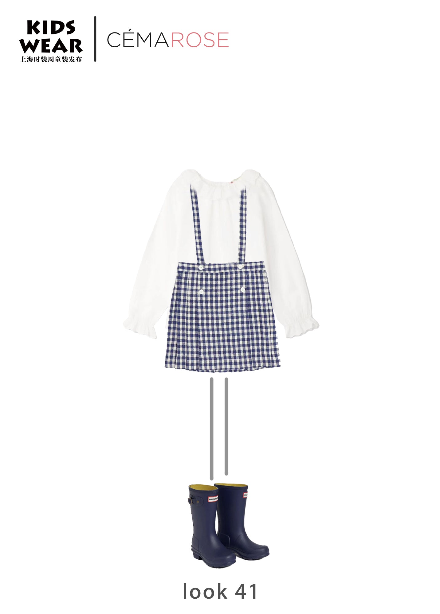 Girls Blue Check Silk Skirt