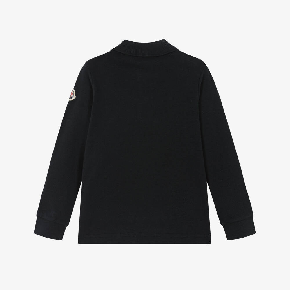 Boys Black Cotton Polo Shirt