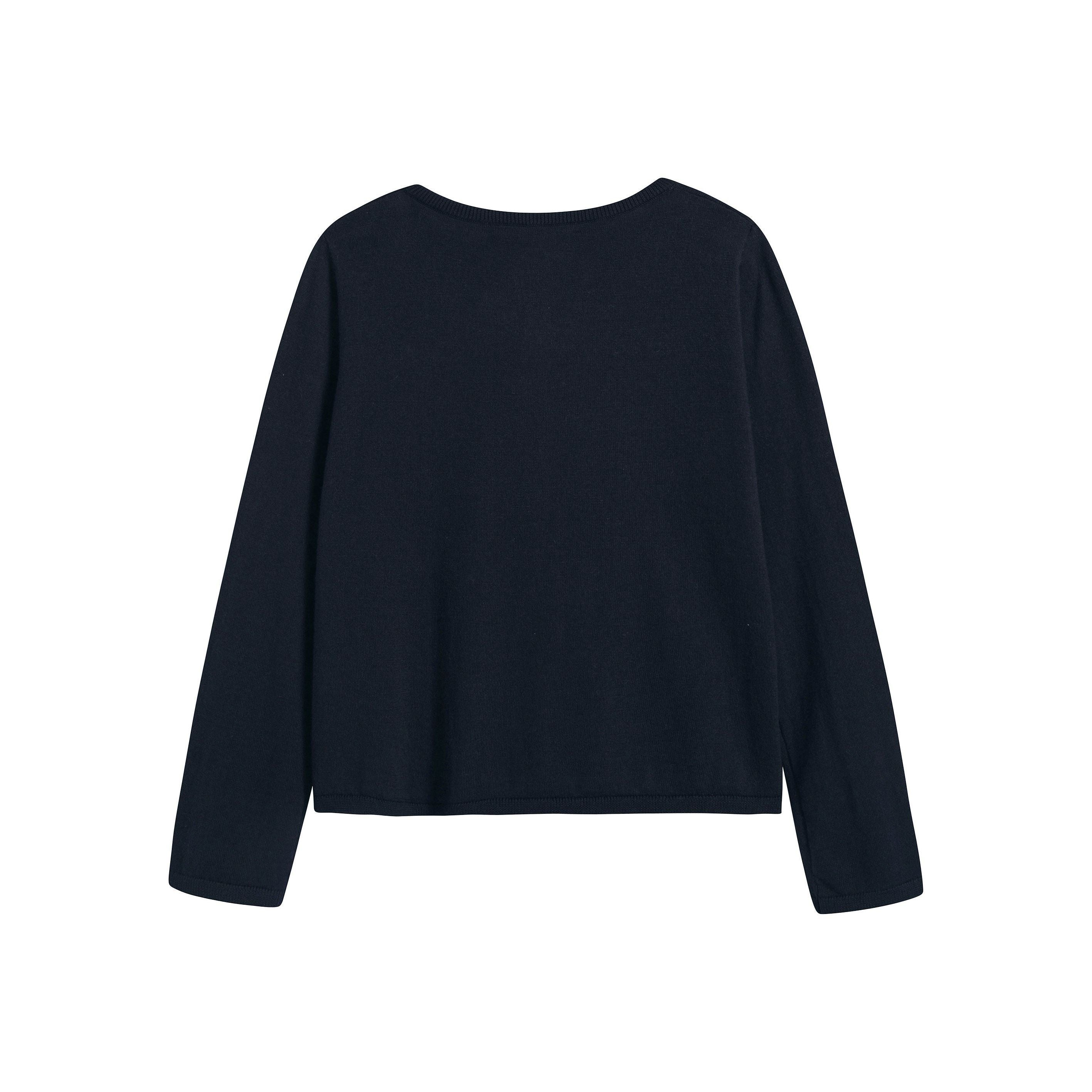 Girls Navy Cherry Logo Cotton Cardigan