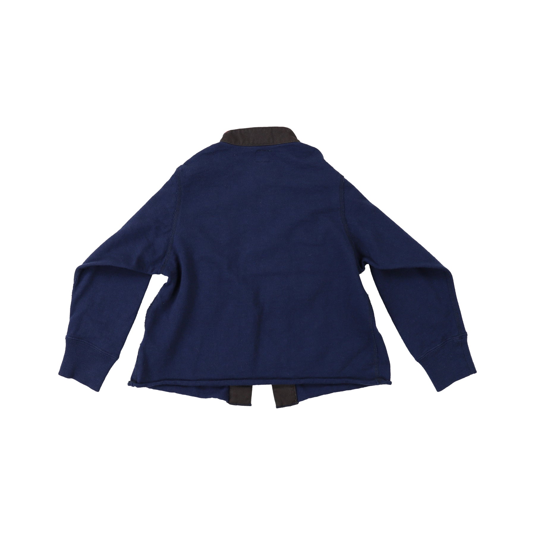 Girls Navy Ruffled Cotton Shirt
