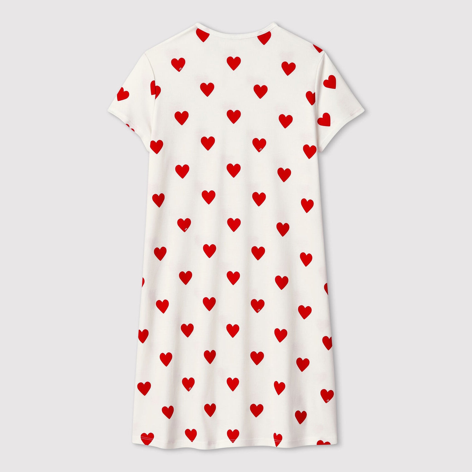 Girls White Heart Cotton Nightwear Dress