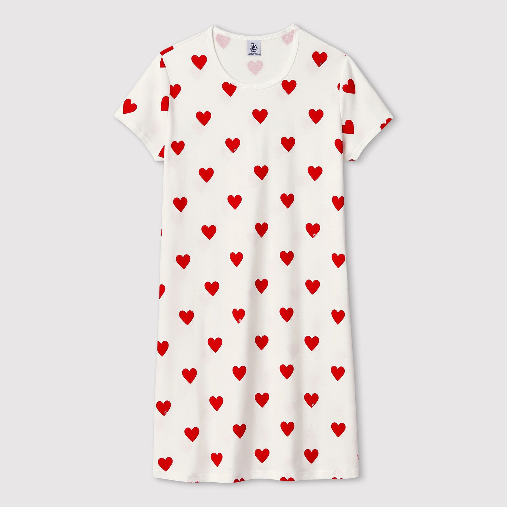 Girls White Heart Cotton Nightwear Dress