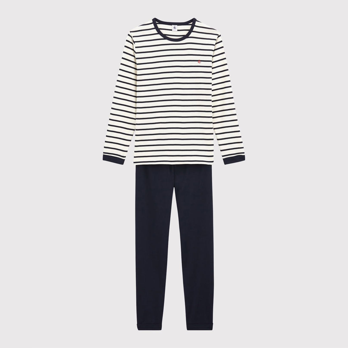 Ensemble pyjama en coton à rayures bleu marine et manches longues pour garçons