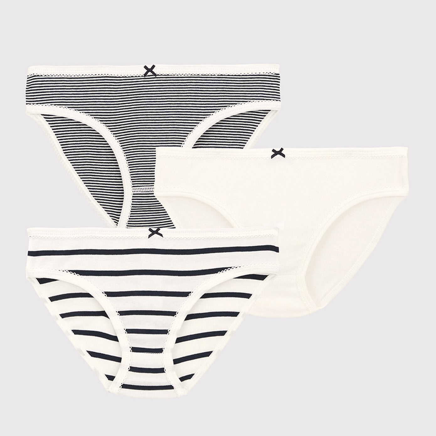 Girls Black Stripes Cotton Underwear Set(3 Pack)