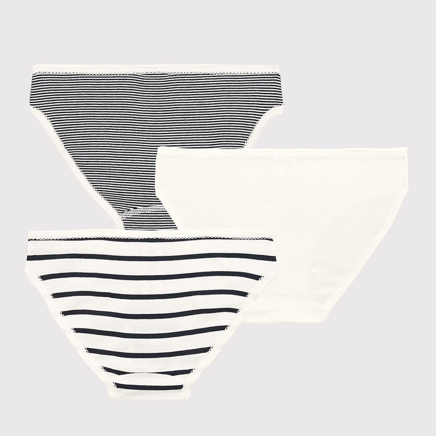 Girls Black Stripes Cotton Underwear Set(3 Pack)