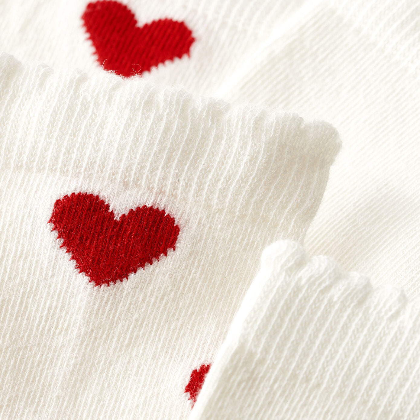 Girls White Heart Cotton Socks( 2 Pack)